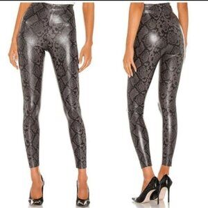 COMMANDO CONTOUR TEXTURED SNAKESKIN DARK GREY SILVER PRINT LEGGINGS PANTS XS